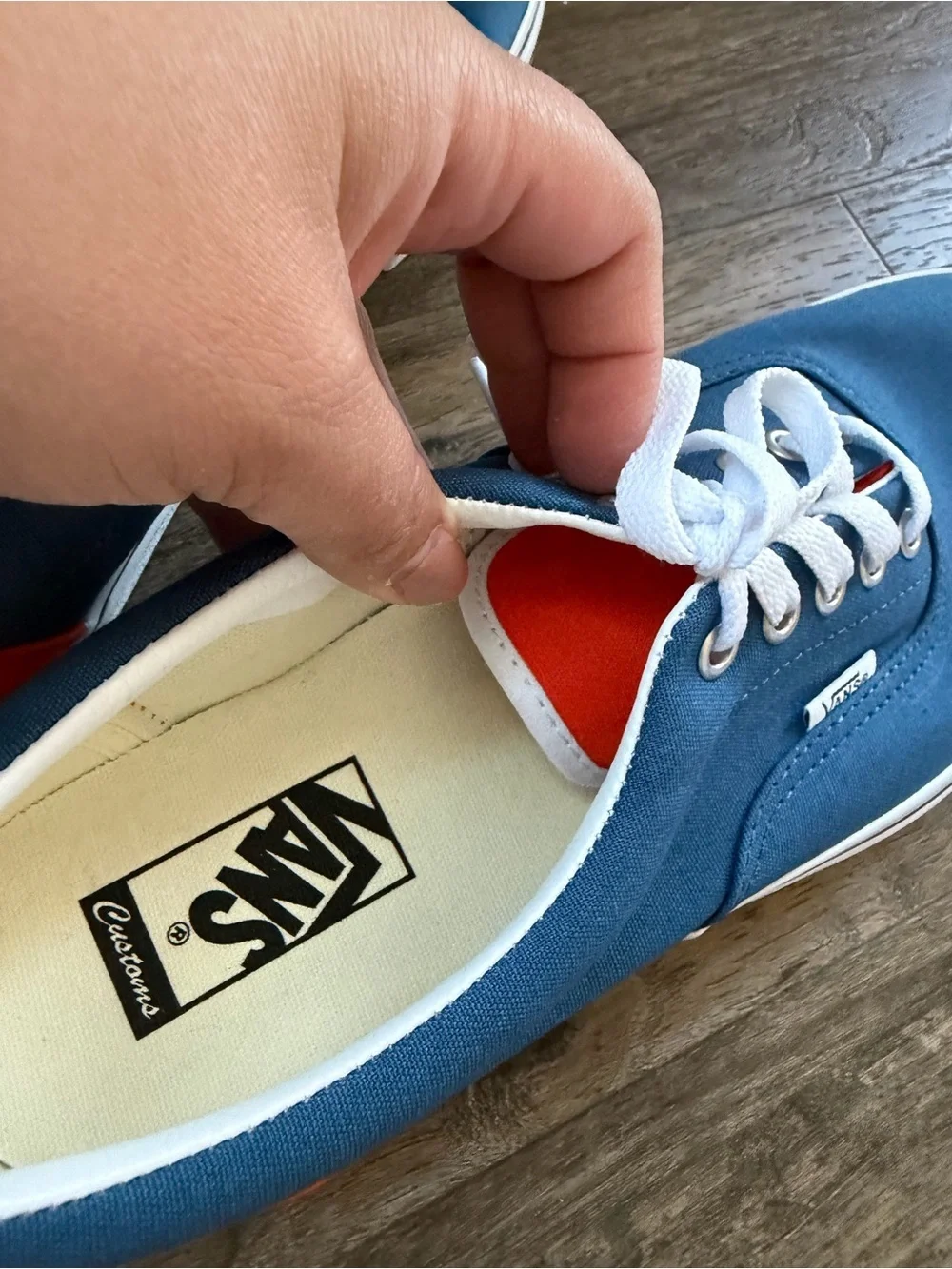 Vans Custom Men's Era Blue & Orange Canvas Lace-Up Sneakers Size 11